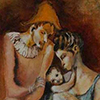 Peinture à l'huile sur toile -  Marie-Hélène LE GUILLOU - Saltimbanque d'après Picasso